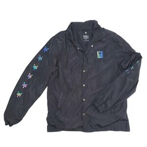 Zoo York Jacket Skateboarding Black Mens Large Windbreaker No‎ Hood Lightweight